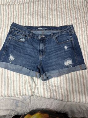 Old Navy Blue Distressed Rolled-Hem Denim Shorts